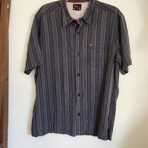 Quiksilver Men's Dark Gray Striped Shirt